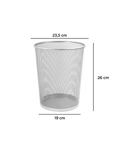 Corbeille à papier q-connect maille métallique forme circulaire 8.3l 235x260x190mm coloris argent. 2