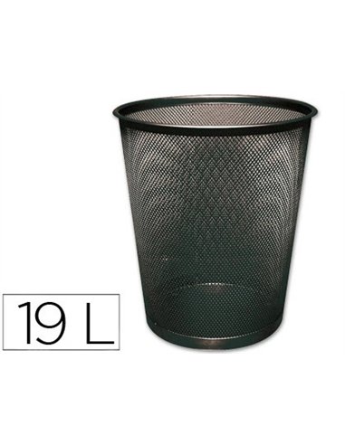 Corbeille à papier q-connect maille métallique forme circulaire 19l 295x345x240mm coloris noir.