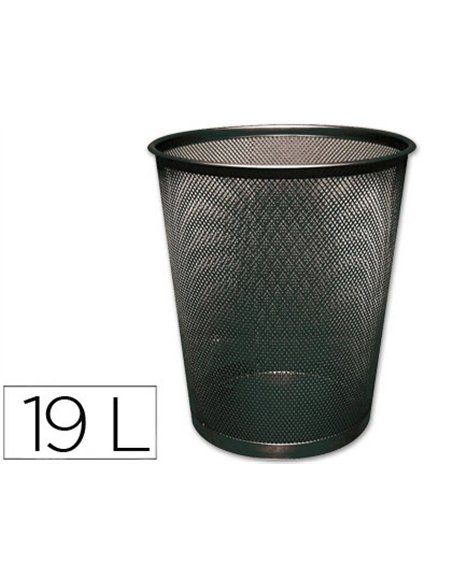Corbeille à papier q-connect maille métallique forme circulaire 19l 295x345x240mm coloris noir.