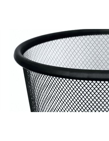 Corbeille à papier q-connect maille métallique forme circulaire 19l 295x345x240mm coloris noir.