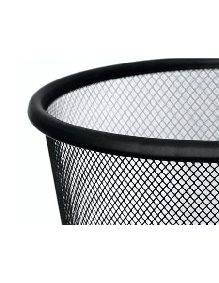 Corbeille à papier q-connect maille métallique forme circulaire 19l 295x345x240mm coloris noir.