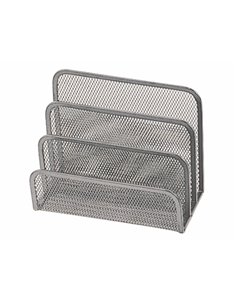 Trieur enveloppes q-connect métal mesh maille métallique 3 compartiments courrier 175x140x80mm coloris argent.