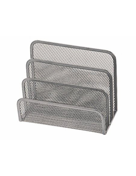 Trieur enveloppes q-connect métal mesh maille métallique 3 compartiments courrier 175x140x80mm coloris argent.