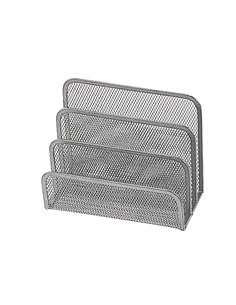 Trieur enveloppes q-connect métal mesh maille métallique 3 compartiments courrier 175x140x80mm coloris argent. 2