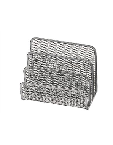 Trieur enveloppes q-connect métal mesh maille métallique 3 compartiments courrier 175x140x80mm coloris argent.