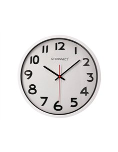 Horloge q-connect murale plastique design actuel numéros noirs fond blanc 1 pile aa non fournie diamètre 34cm chromé. 2