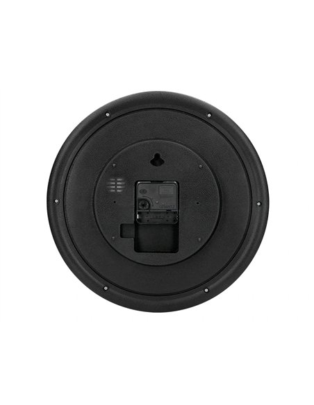 Horloge q-connect murale plastique design actuel numéros noirs fond blanc 1 pile aa non fournie diamètre 30cm noir.