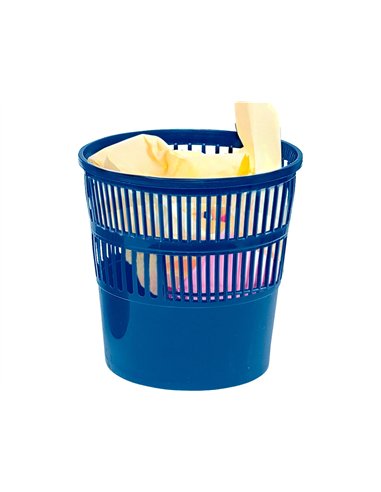 Corbeille à papier q-connect ajourée polystyrène souple et très résistant 15l coloris bleu.