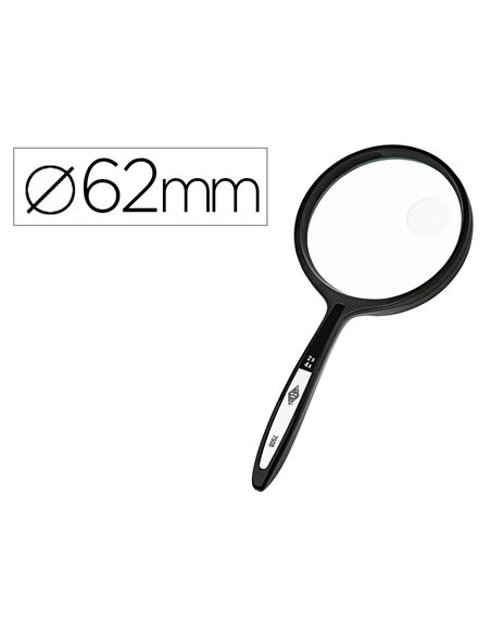 Loupe q-connect bifocale en verre diam. 62mm poignee courbee coloris noir.