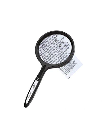 Loupe q-connect bifocale en verre diam. 62mm poignee courbee coloris noir.