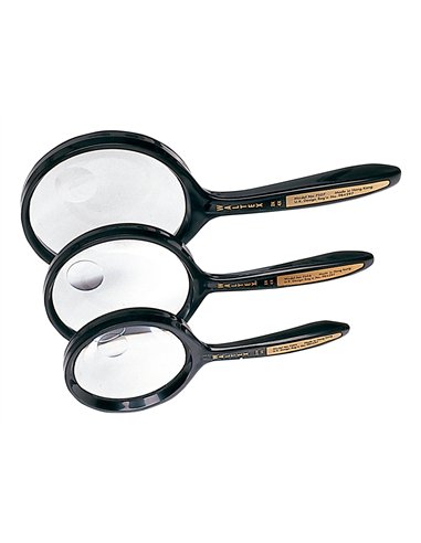 Loupe q-connect bifocale en verre diam. 50mm poignee courbee coloris noir.