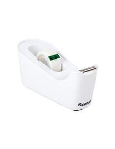 Dévidoir de ruban adhésif Scotch - Pour rubans jusqu'à 19 mm x 33 m - Ruban inclus - Blanc