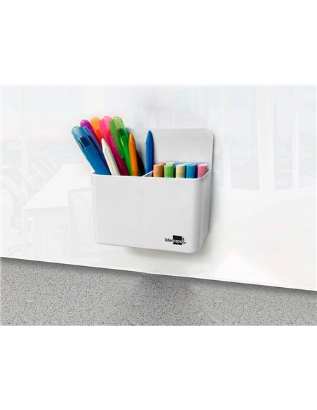 Pot a crayons liderpapel plastique magnetique 125x75x40 mm blanc.