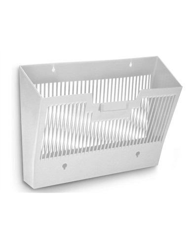 Corbeille mural cep 1 case polystyrene ajoure a4 italienne porte-etiquette central 364x95x257mm coloris gris fonce.