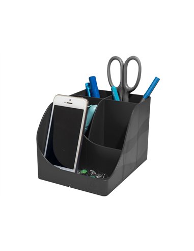 Pot a crayons exacompta pen-wave neo deco 5 compartiments coloris noir.