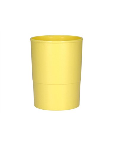 Pot a crayons q-connect plastique diametre 75mm hauteur 100mm coloris jaune pastel opaque.