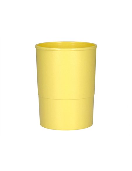 Pot a crayons q-connect plastique diametre 75mm hauteur 100mm coloris jaune pastel opaque.