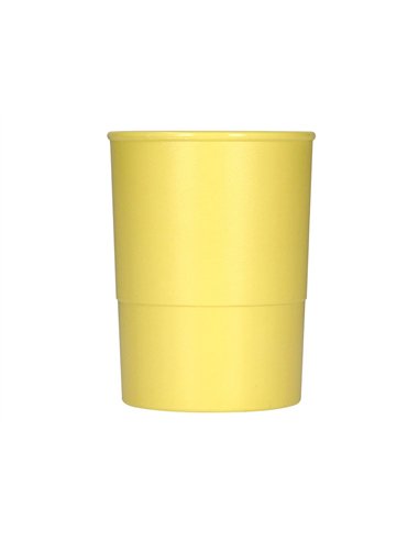 Pot a crayons q-connect plastique diametre 75mm hauteur 100mm coloris jaune pastel opaque.