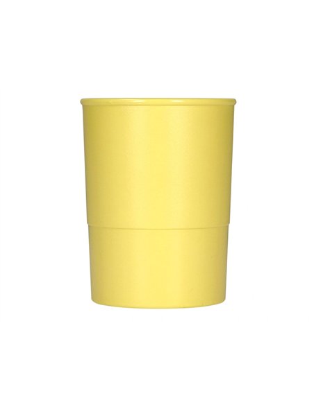 Pot a crayons q-connect plastique diametre 75mm hauteur 100mm coloris jaune pastel opaque.
