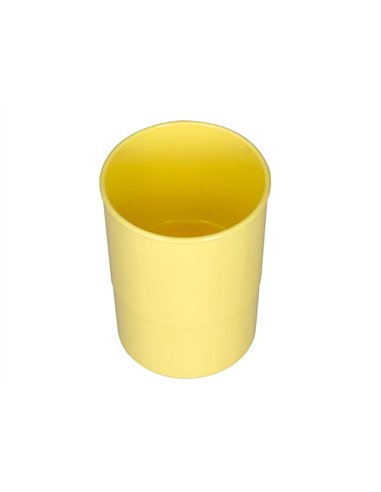 Pot a crayons q-connect plastique diametre 75mm hauteur 100mm coloris jaune pastel opaque.