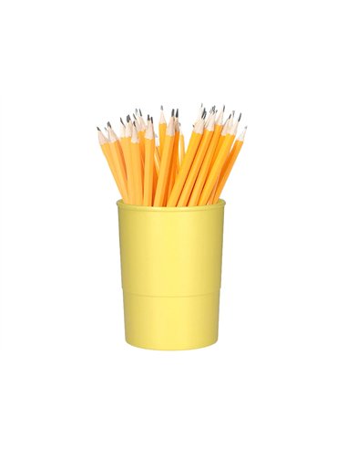 Pot a crayons q-connect plastique diametre 75mm hauteur 100mm coloris jaune pastel opaque.