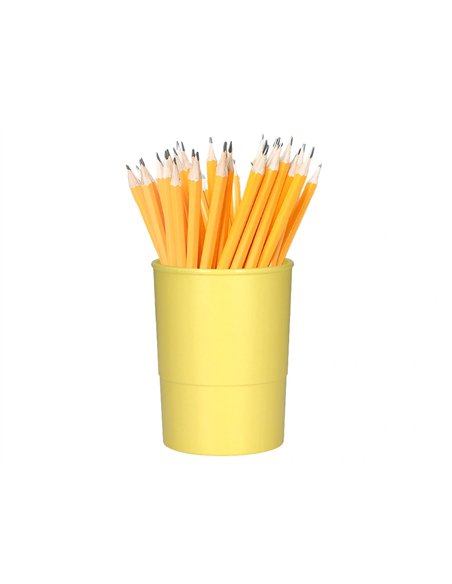 Pot a crayons q-connect plastique diametre 75mm hauteur 100mm coloris jaune pastel opaque.