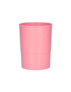 Pot a crayons q-connect plastique diametre 75mm hauteur 100mm coloris rose pastel opaque. 2