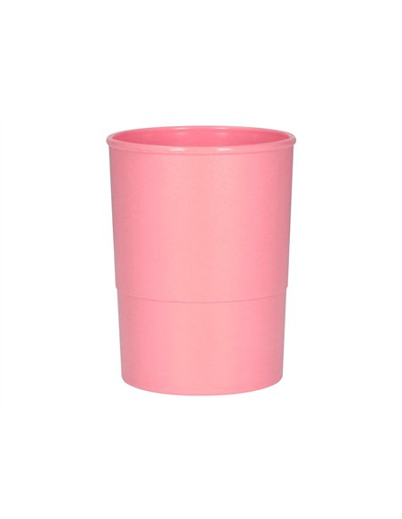 Pot a crayons q-connect plastique diametre 75mm hauteur 100mm coloris rose pastel opaque.