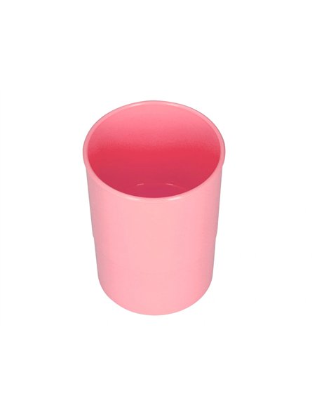 Pot a crayons q-connect plastique diametre 75mm hauteur 100mm coloris rose pastel opaque.