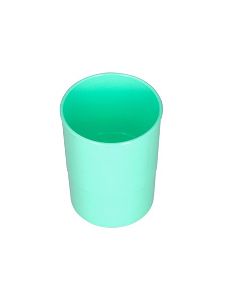 Pot a crayons q-connect plastique diametre 75mm hauteur 100mm coloris vert menthe opaque.