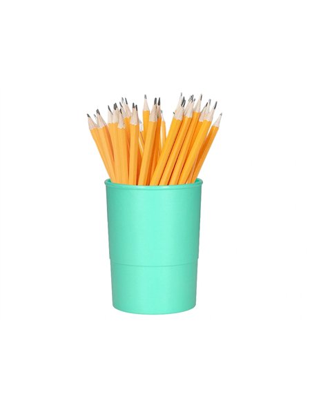 Pot a crayons q-connect plastique diametre 75mm hauteur 100mm coloris vert menthe opaque.