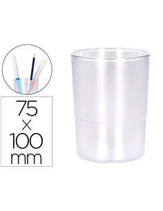 Pot a crayons q-connect plastique diametre 75mm hauteur 100mm coloris transparent.