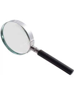 Loupe q-connect en verre et metal manche en plastique noir diametre 75 mm.