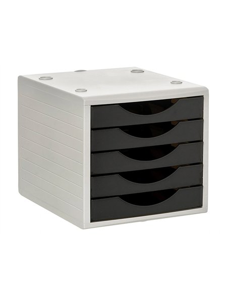 Module de classment q-connect 5 tiroirs coloris noir opaque 270x340x260 mm.