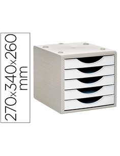 Module de classment q-connect 5 tiroirs coloris blanc opaque 270x340x260 mm.