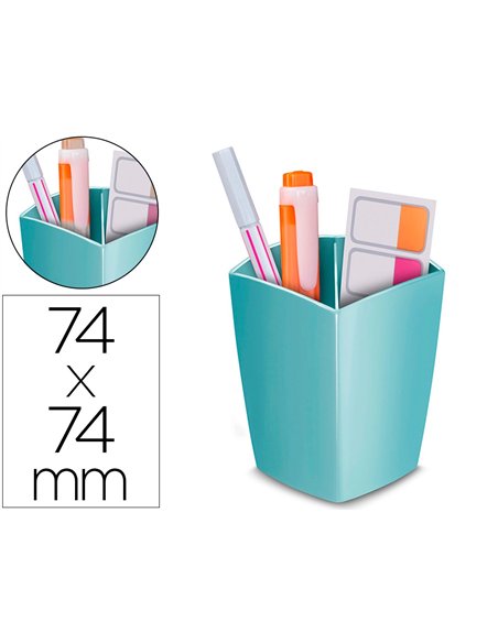 Pot crayons cep riviera 2 compartiments 32 crayons 74x74x95 mm vert d'eau.