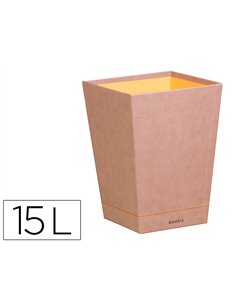 Corbeille papiers rhodiarama simil cuir taupe velout 15l 27x27x32 cm.