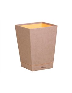 Corbeille papiers rhodiarama simil cuir taupe velout 15l 27x27x32 cm. 2
