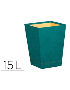Corbeille papiers rhodiarama simil cuir paon velout 15 l 27x27x32 cm.