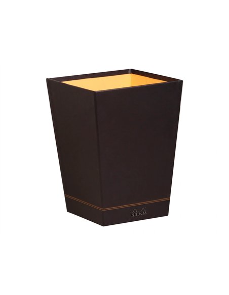 Corbeille papiers rhodiarama simil cuir noir velout 15 l 27x27x32 cm.
