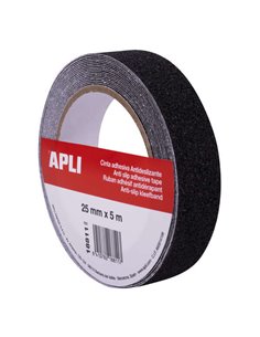 Ruban antidérapant Apli 25 mm x 5 m - Résistant à l'eau et à l'usure - Facile à découper et à appliquer - Noir