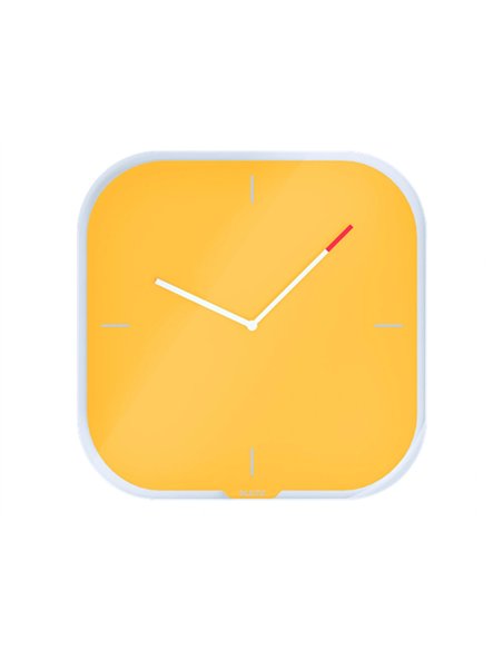 Pendule leitz cosy horloge mural analogique coloris jaune.