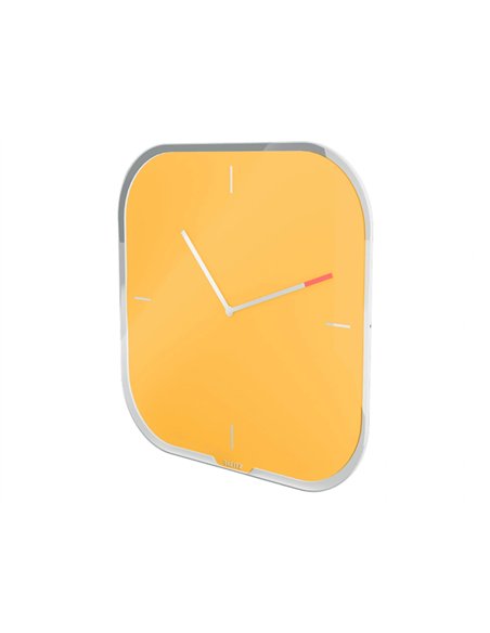 Pendule leitz cosy horloge mural analogique coloris jaune.
