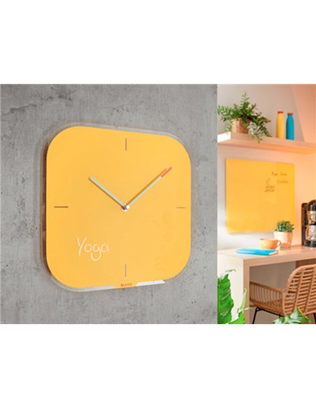 Pendule leitz cosy horloge mural analogique coloris jaune.