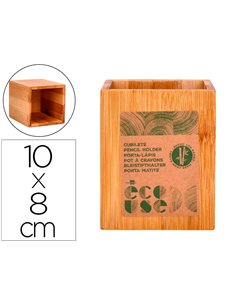 Pot a crayons liderpapel ecouse bambou carre 8x8x10cm.