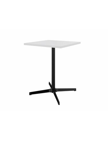 Table carree eol lucie indoor 60x60cm pietement 4 branches noires plateau coloris neige.