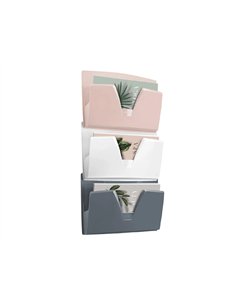 Corbeille murale cep polystyrene ouverture prehension en v coloris mineral assortis 3 unites.