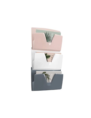 Corbeille murale cep polystyrene ouverture prehension en v coloris mineral assortis 3 unites.