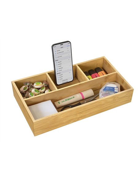 Organisateur cep bambou naturel 4 compartiments vernis protecteur.