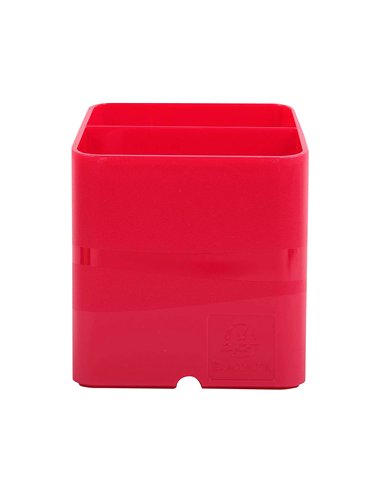 Pot a crayons exacompta pen-cube iderama 2 compartiments passe-cable 74x74x93mm coloris framboise.